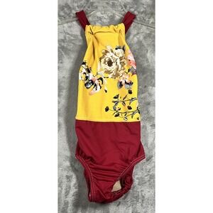 CC Rags Dancewear Leotard Girls MC Made In USA Custom Floral Flowers Cross back